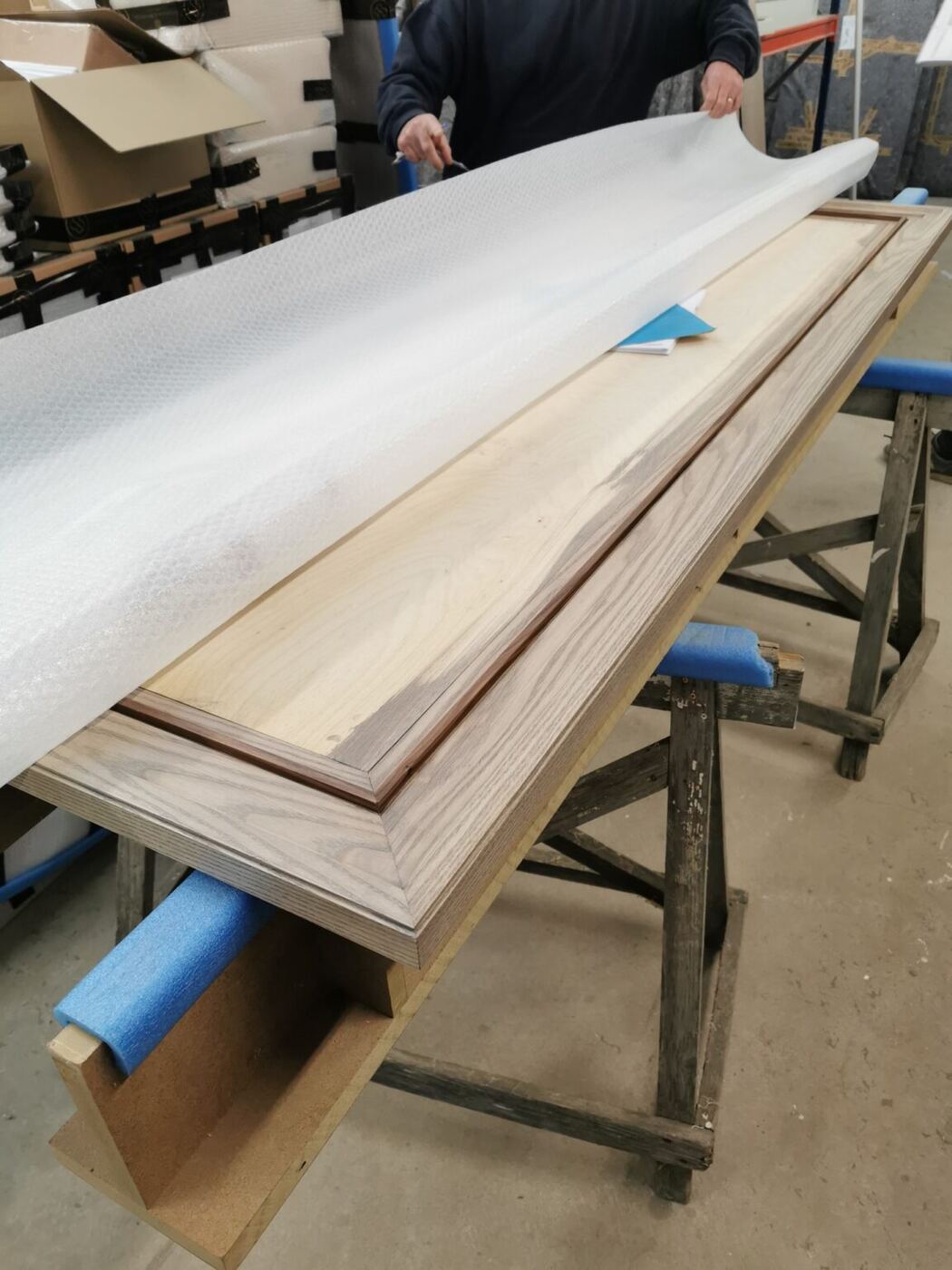 Inlaying the walnut bead by hand