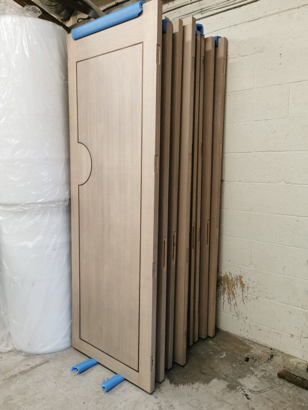 Doors ready to be finished in the workshop
