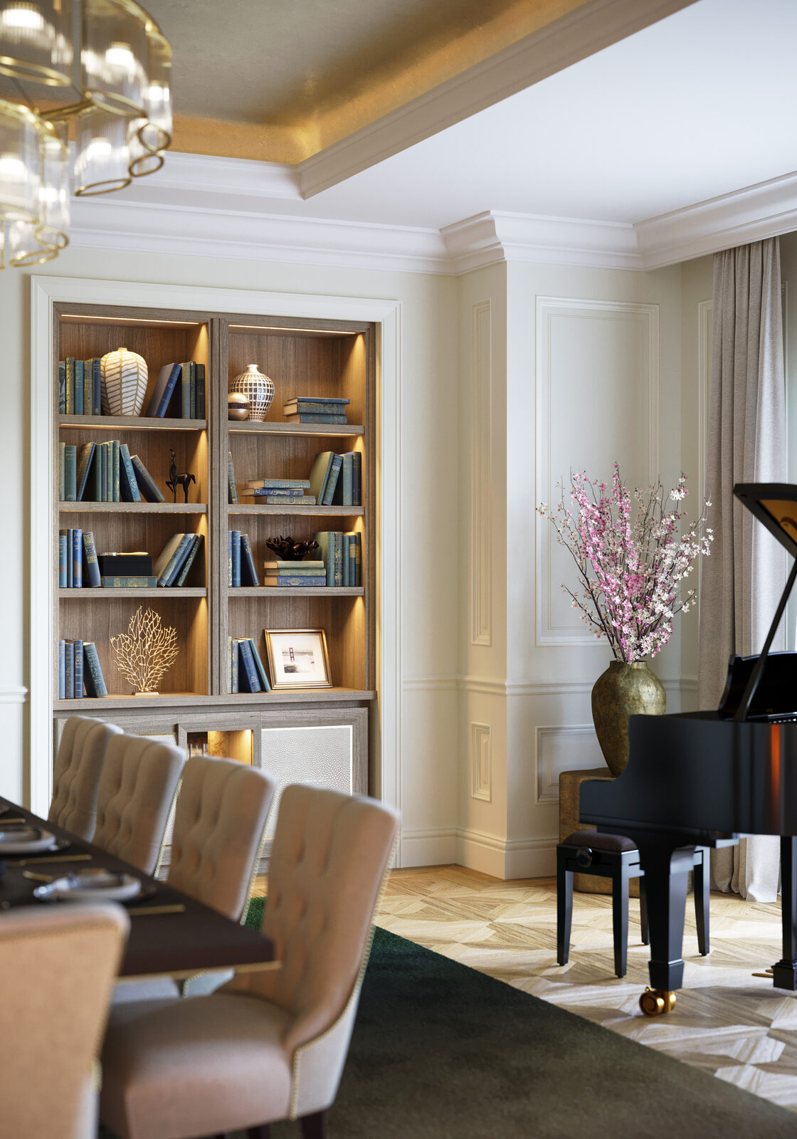 Bookcases and Piano, Oxshott Residence