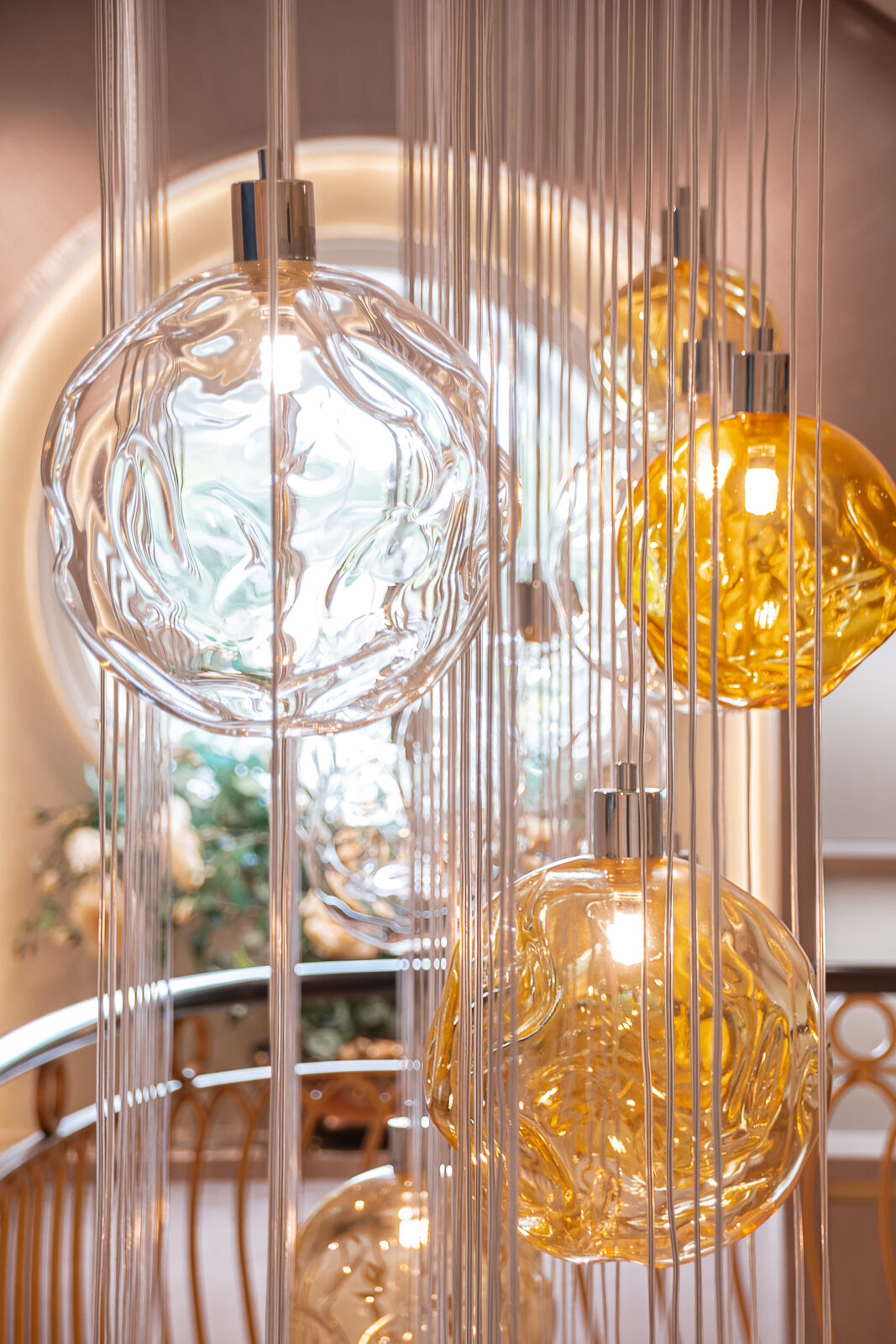 Glass Globe Chandelier, Private Residence, Jersey