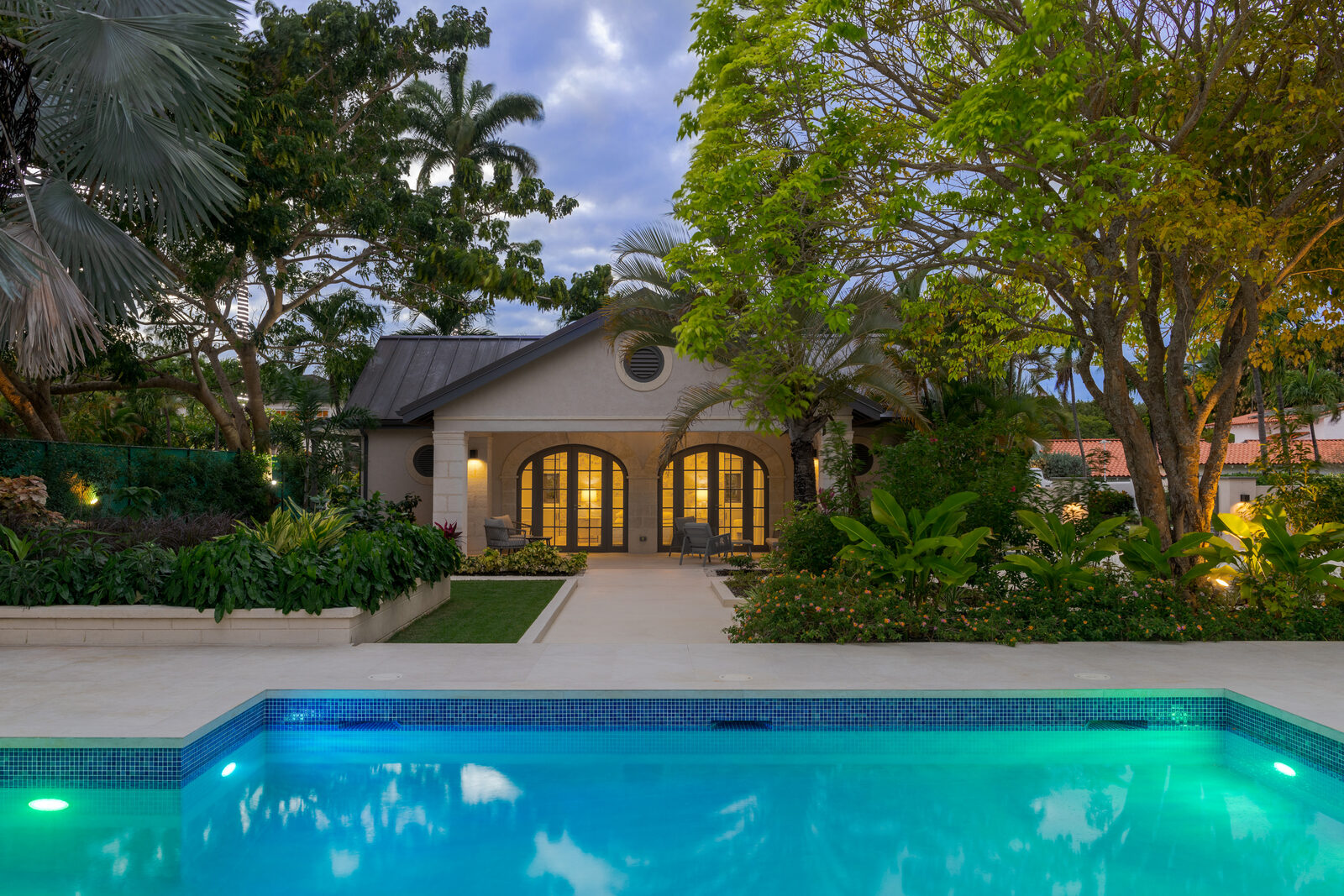 The Cottage and Pool at Dusk, Buttsbury Court
