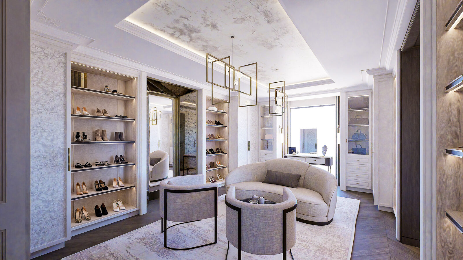Dressing Room and Shoe Wall, Nad Al Sheba Villa