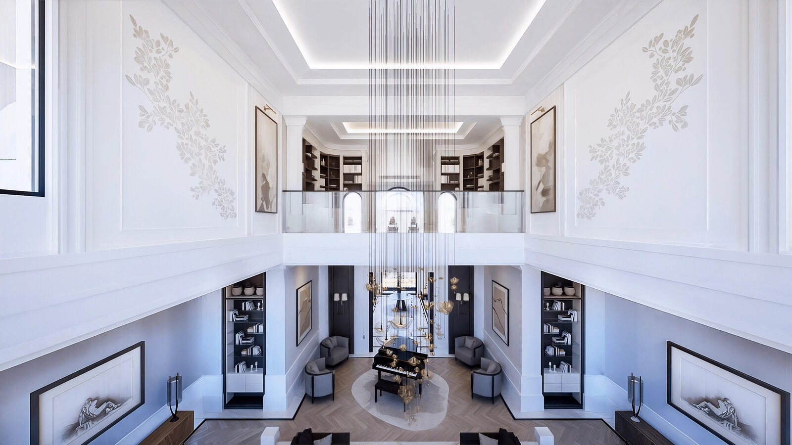 Double Height Library, Nad Al Sheba Villa