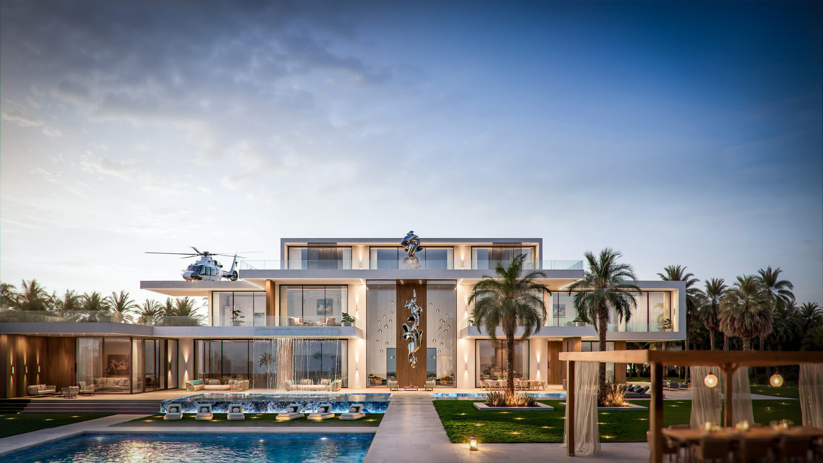 Entrance Front and Helipad, No 1 Abu Dhabi